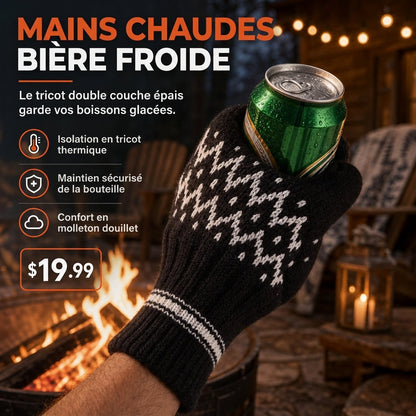Mitain en tricot pour bière, gant de boisson pour tenir les bouteilles et canettes de bière