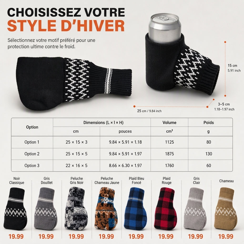 Mitain en tricot pour bière, gant de boisson pour tenir les bouteilles et canettes de bière