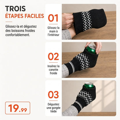 Mitain en tricot pour bière, gant de boisson pour tenir les bouteilles et canettes de bière