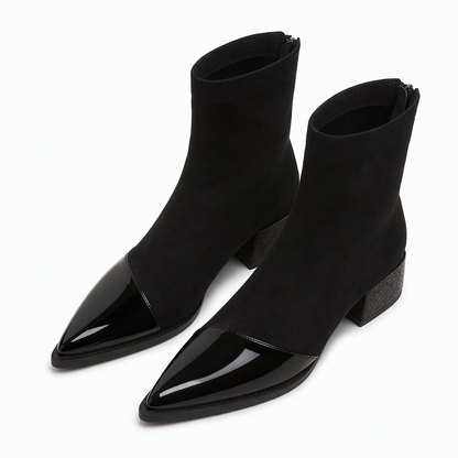 Bottines à bout pointu de style français pour femme, coupe ajustée, bottines courtes élégantes pour le printemps et l'automne