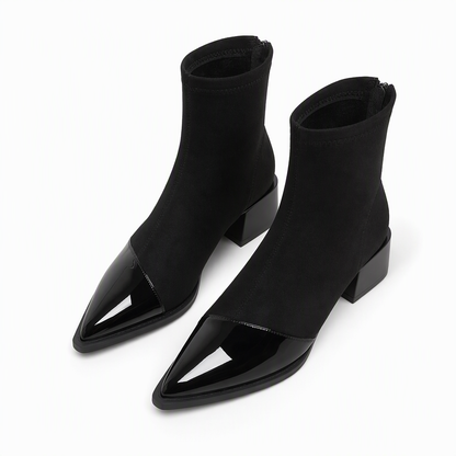 Bottines à bout pointu de style français pour femme, coupe ajustée, bottines courtes élégantes pour le printemps et l'automne