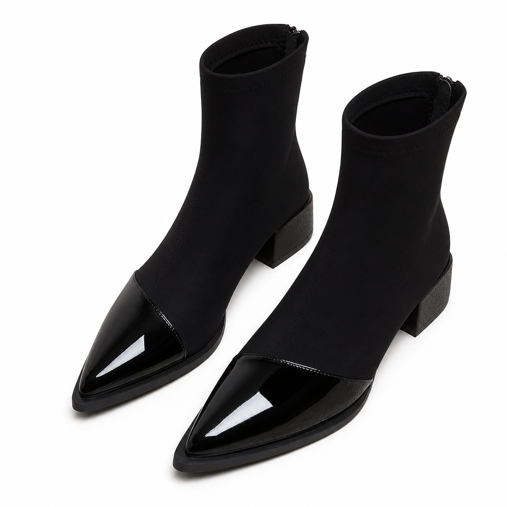 Bottines à bout pointu de style français pour femme, coupe ajustée, bottines courtes élégantes pour le printemps et l'automne