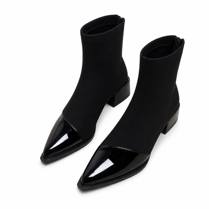 Bottines à bout pointu de style français pour femme, coupe ajustée, bottines courtes élégantes pour le printemps et l'automne