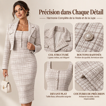 Ensemble femme veste courte élégante et robe ajustée
