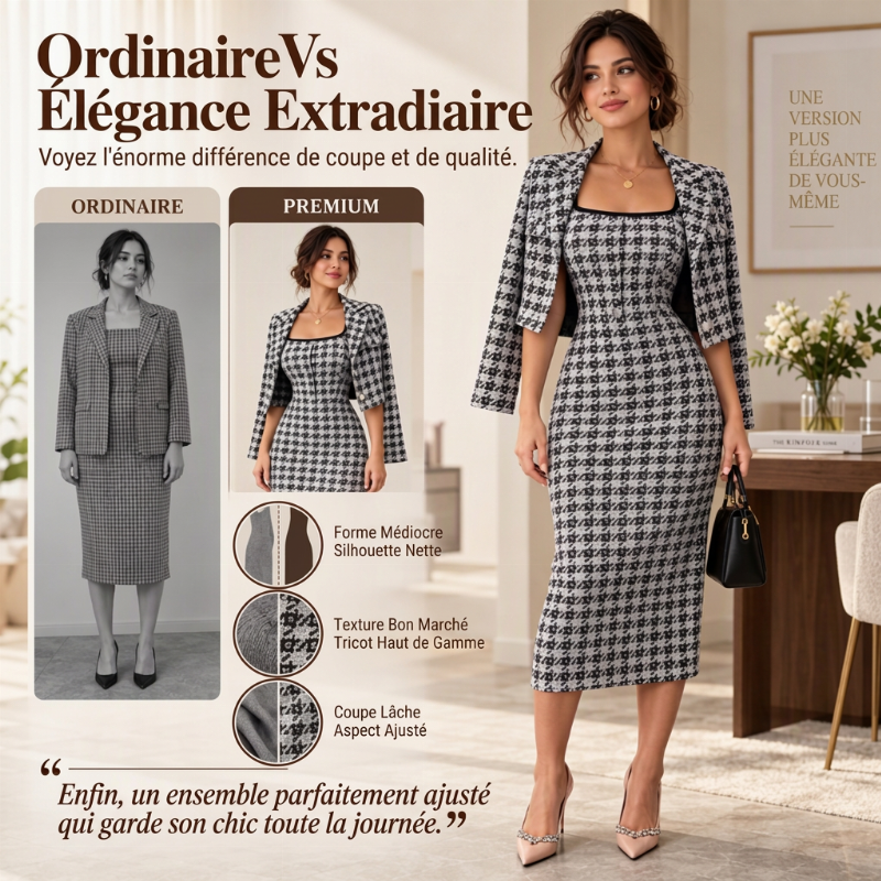 Ensemble femme veste courte élégante et robe ajustée