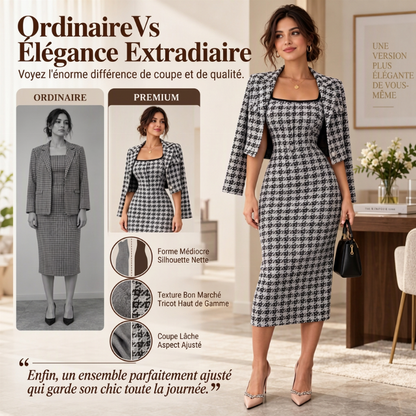 Ensemble femme veste courte élégante et robe ajustée