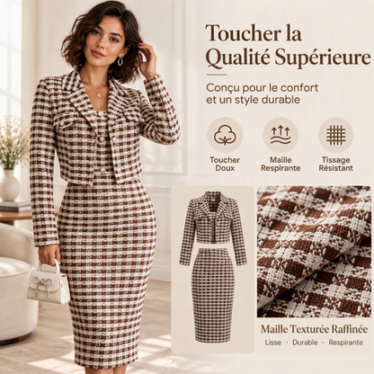Ensemble femme veste courte élégante et robe ajustée