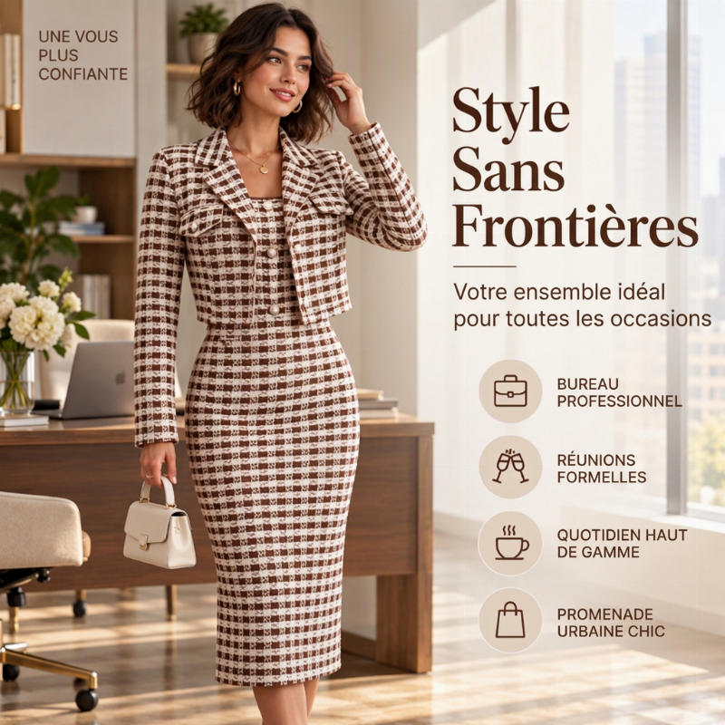 Ensemble femme veste courte élégante et robe ajustée