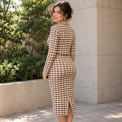 Ensemble femme veste courte élégante et robe ajustée
