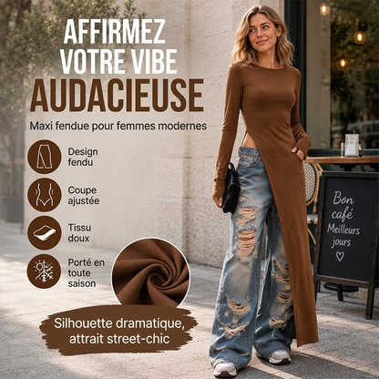 👜 -50 % sur toute la mode femme ! ✨Haut long asymétrique chic pour femme avec fente haute