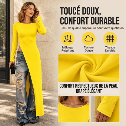 👜 -50 % sur toute la mode femme ! ✨Haut long asymétrique chic pour femme avec fente haute