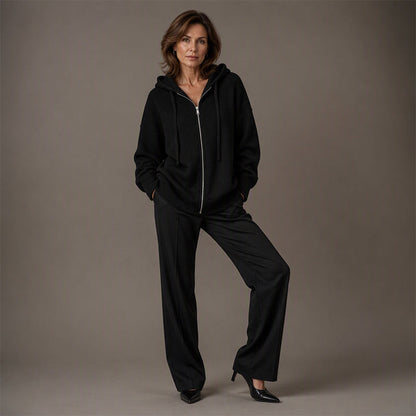 Cardigan en maille à capuche zippé ample pour femme