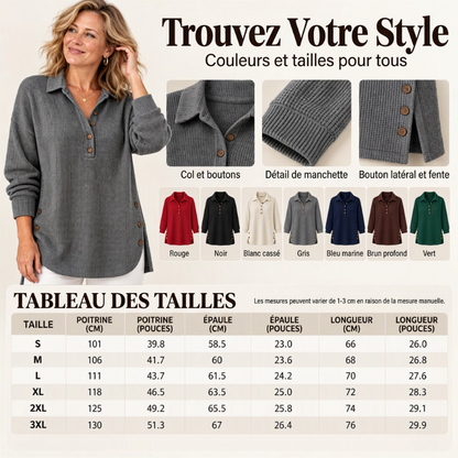 Haut à manches longues en maille gaufrée pour femme