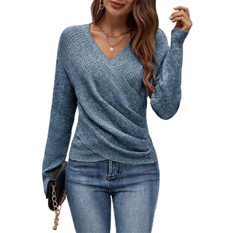 👜 -50 % sur toute la mode femme ! ✨Pull en maille crocolé à col en V pour femme