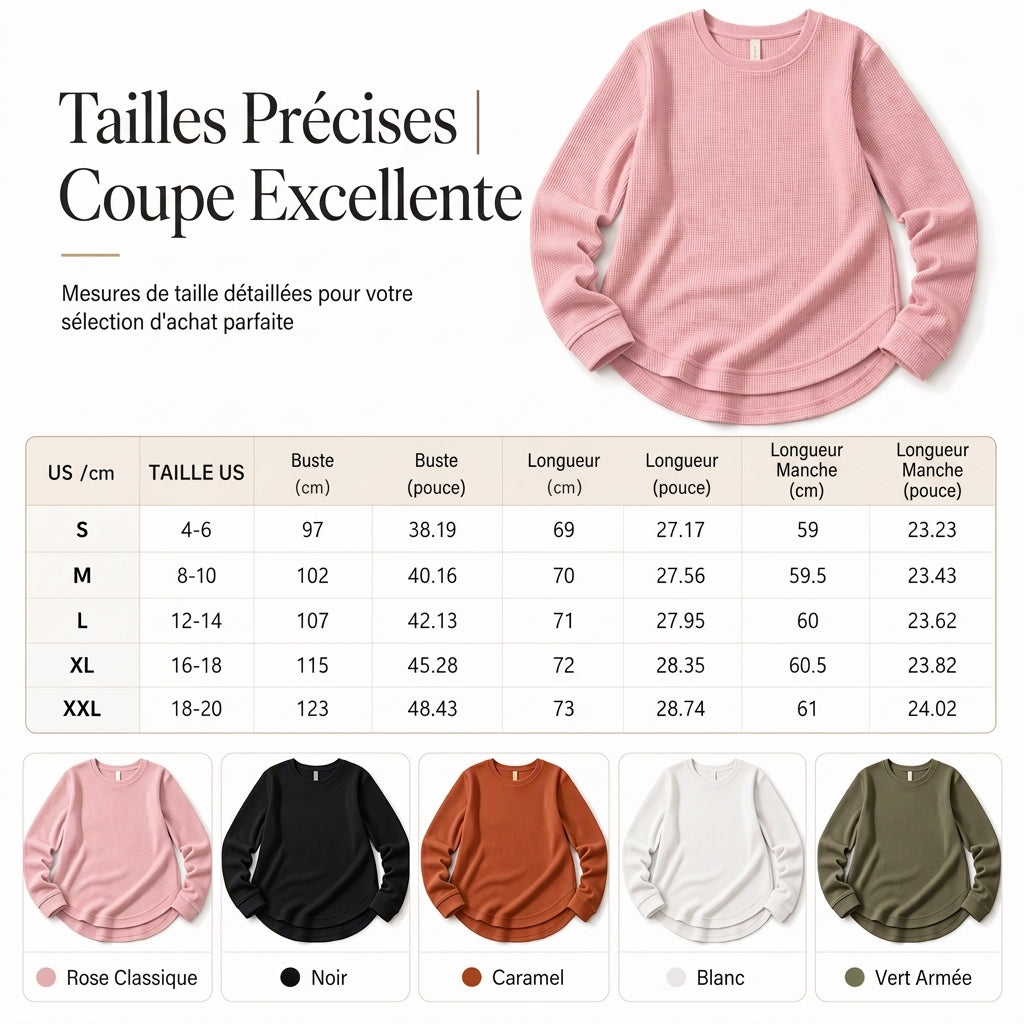 Haut décontracté ample en maille gaufrée pour femme