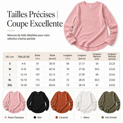 Haut décontracté ample en maille gaufrée pour femme