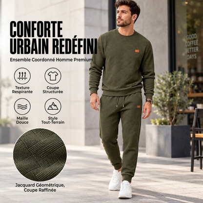 Ensemble de sport décontracté pour hommes en jacquard texturé
