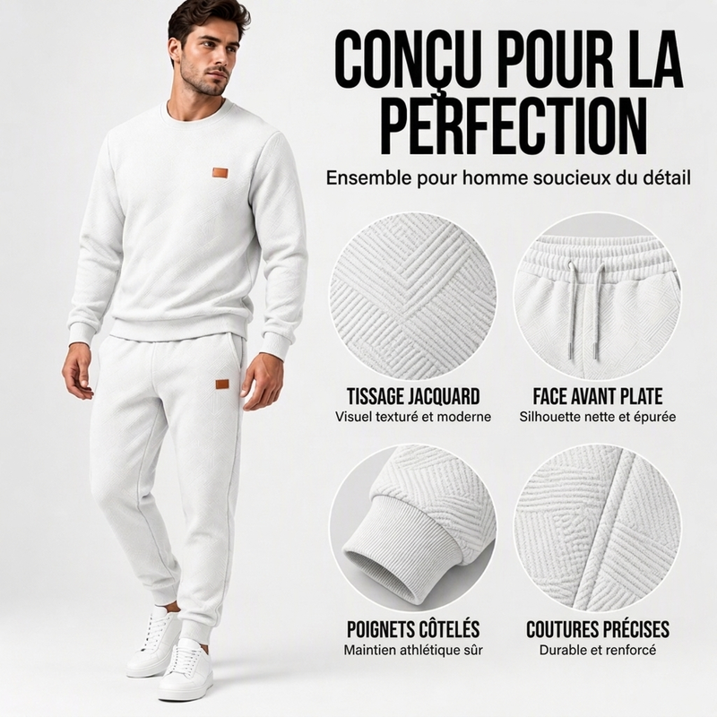Ensemble de sport décontracté pour hommes en jacquard texturé