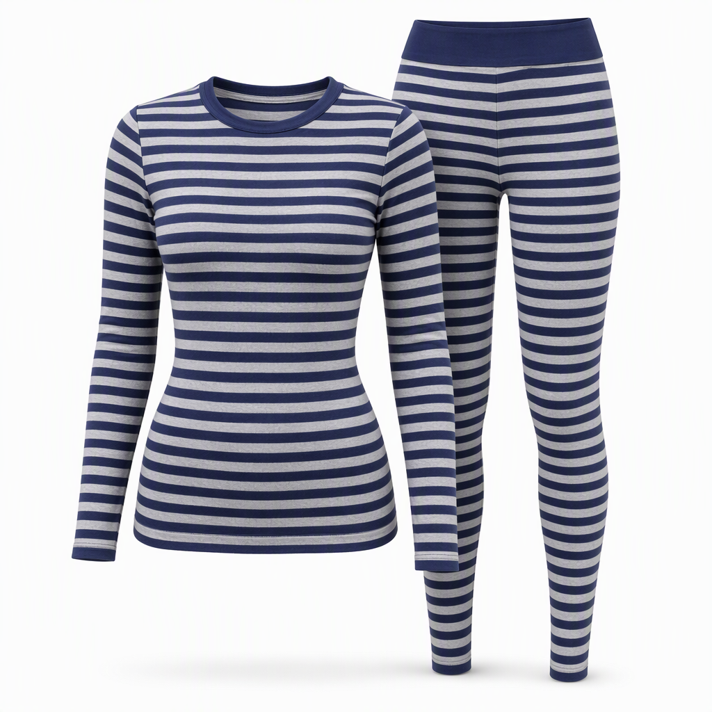 Ensemble de détente et de sport slim à rayures et blocs de couleur, haut à col rond et pantalon à manches longues pour femme