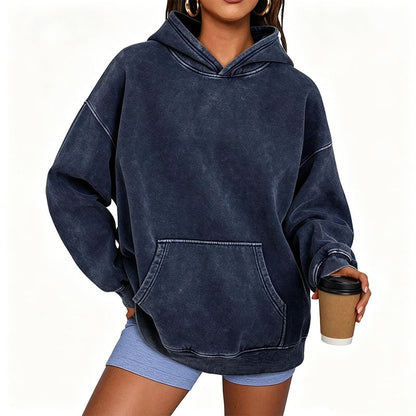 Sweat à capuche oversize unisexe à délavage acide, style décontracté