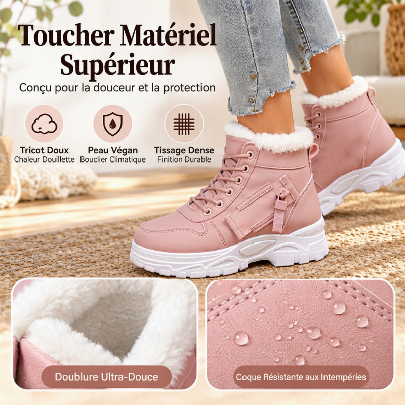 Bottines d'hiver chaudes pour femmes, doublure en peluche