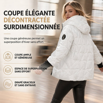 Manteau d'automne-hiver en coton à capuche, coupe ample, patchwork, manches longues pour femmes