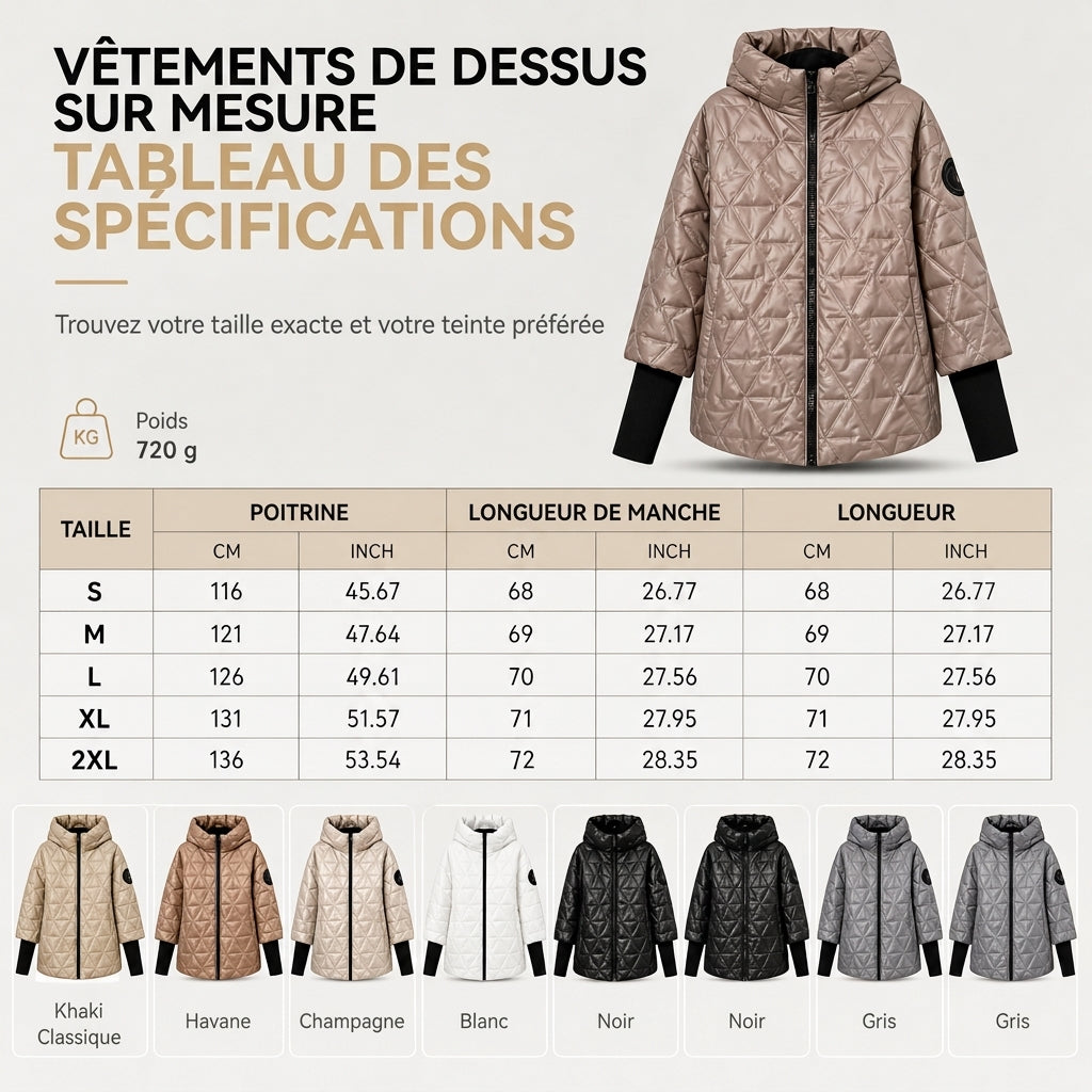 Manteau d'automne-hiver en coton à capuche, coupe ample, patchwork, manches longues pour femmes