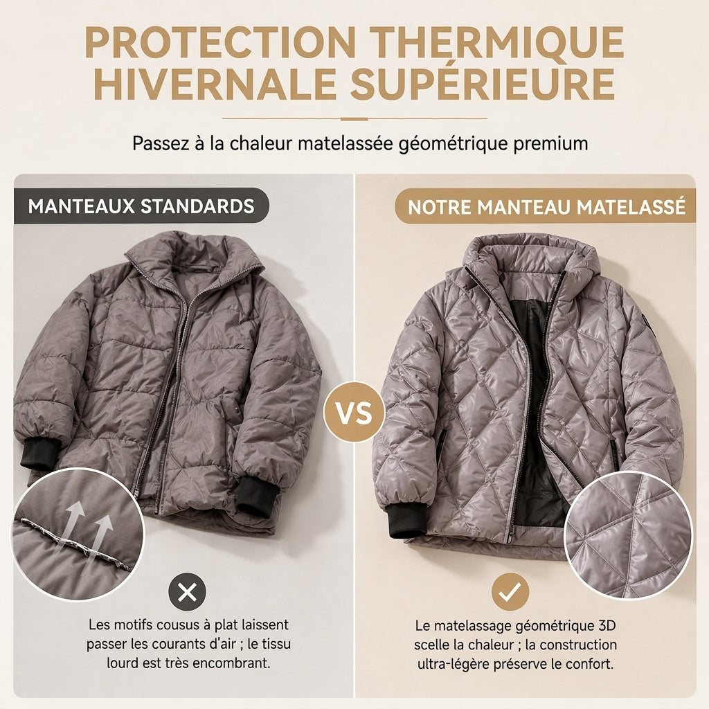 Manteau d'automne-hiver en coton à capuche, coupe ample, patchwork, manches longues pour femmes