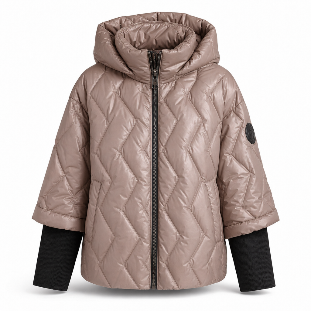 Manteau d'automne-hiver en coton à capuche, coupe ample, patchwork, manches longues pour femmes