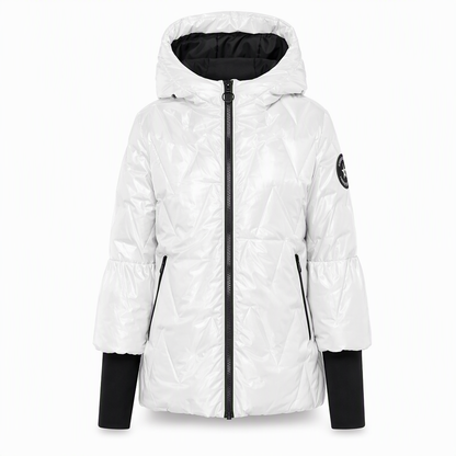 Manteau d'automne-hiver en coton à capuche, coupe ample, patchwork, manches longues pour femmes