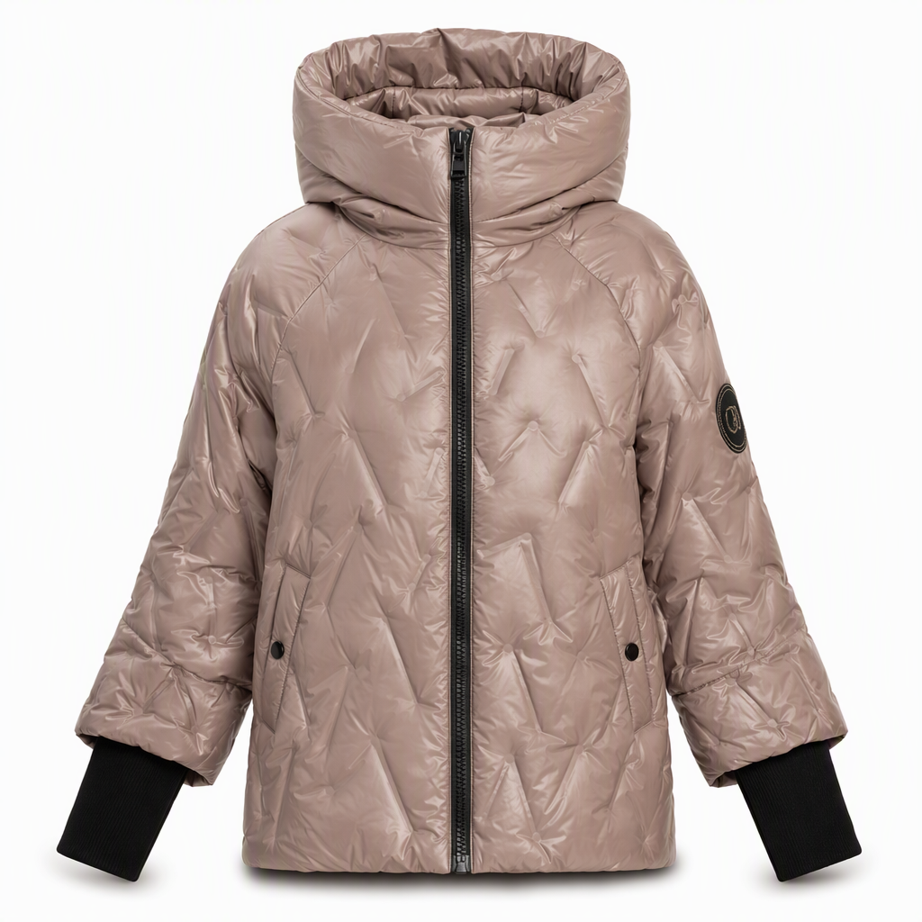 Manteau d'automne-hiver en coton à capuche, coupe ample, patchwork, manches longues pour femmes