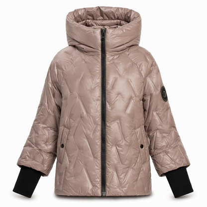 Manteau d'automne-hiver en coton à capuche, coupe ample, patchwork, manches longues pour femmes