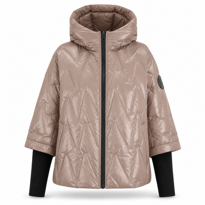 Manteau d'automne-hiver en coton à capuche, coupe ample, patchwork, manches longues pour femmes