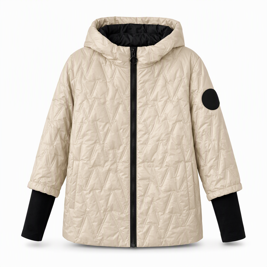 Manteau d'automne-hiver en coton à capuche, coupe ample, patchwork, manches longues pour femmes