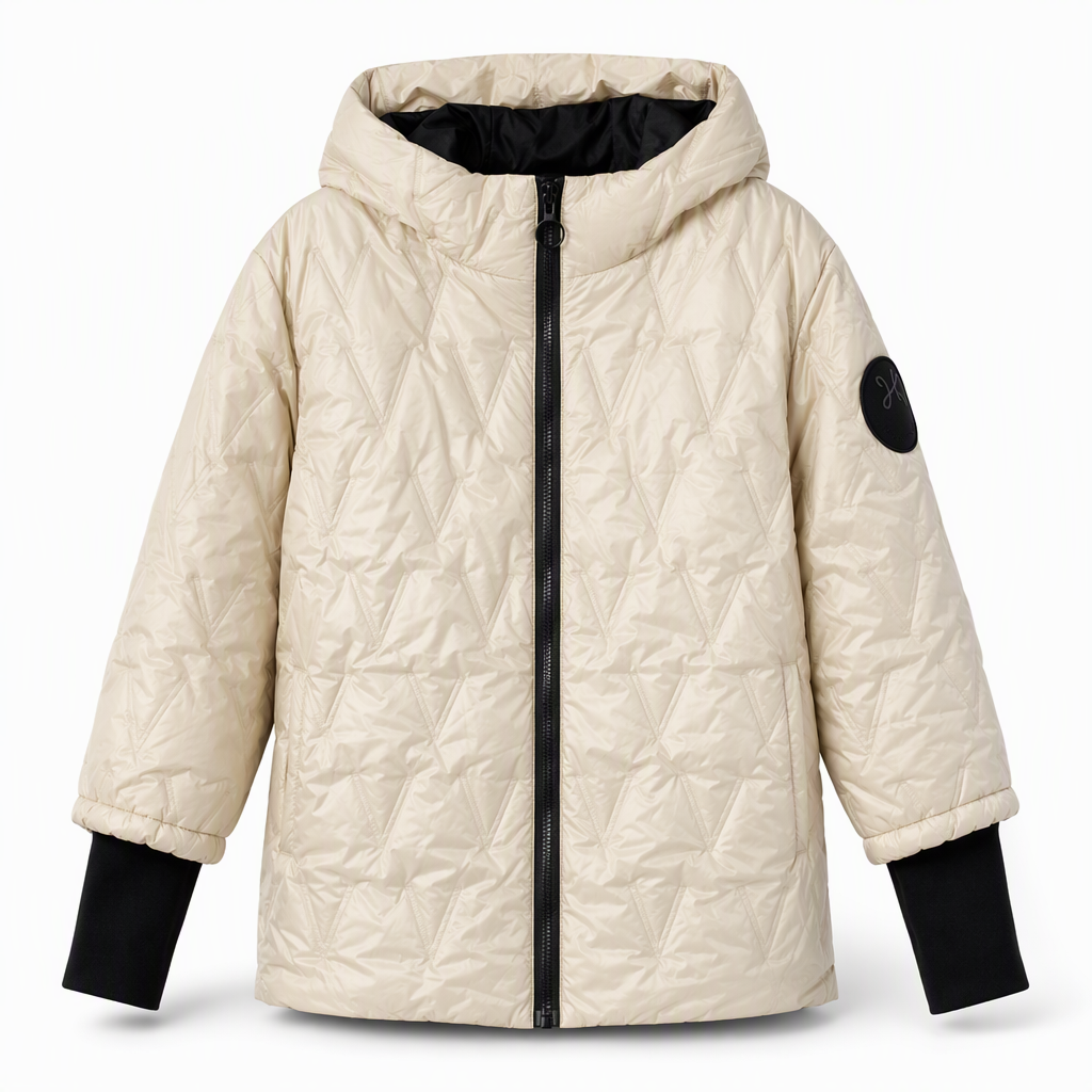 Manteau d'automne-hiver en coton à capuche, coupe ample, patchwork, manches longues pour femmes