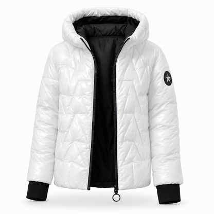 Manteau d'automne-hiver en coton à capuche, coupe ample, patchwork, manches longues pour femmes