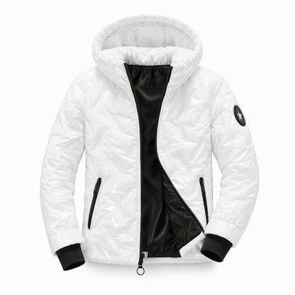 Manteau d'automne-hiver en coton à capuche, coupe ample, patchwork, manches longues pour femmes