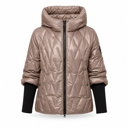 Manteau d'automne-hiver en coton à capuche, coupe ample, patchwork, manches longues pour femmes