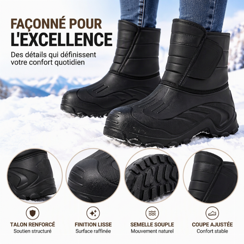 Bottes de neige imperméables unisexes à doublure pelucheuse
