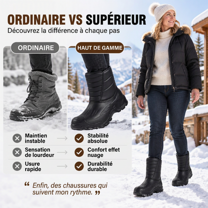 Bottes de neige imperméables unisexes à doublure pelucheuse