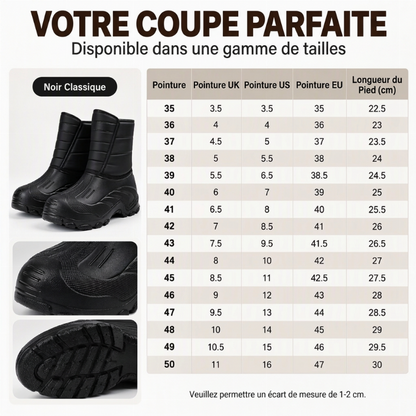 Bottes de neige imperméables unisexes à doublure pelucheuse
