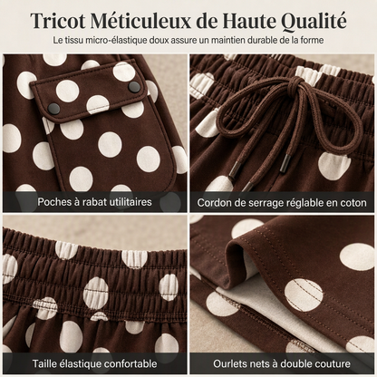 Pantalon large à pois décontracté pour femme