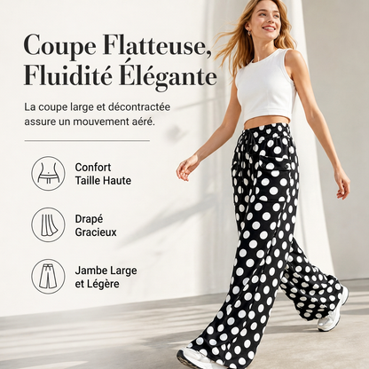 Pantalon large à pois décontracté pour femme