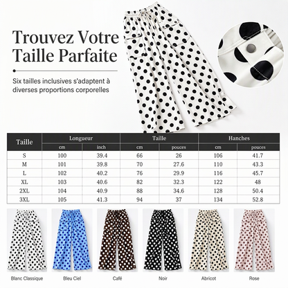 Pantalon large à pois décontracté pour femme