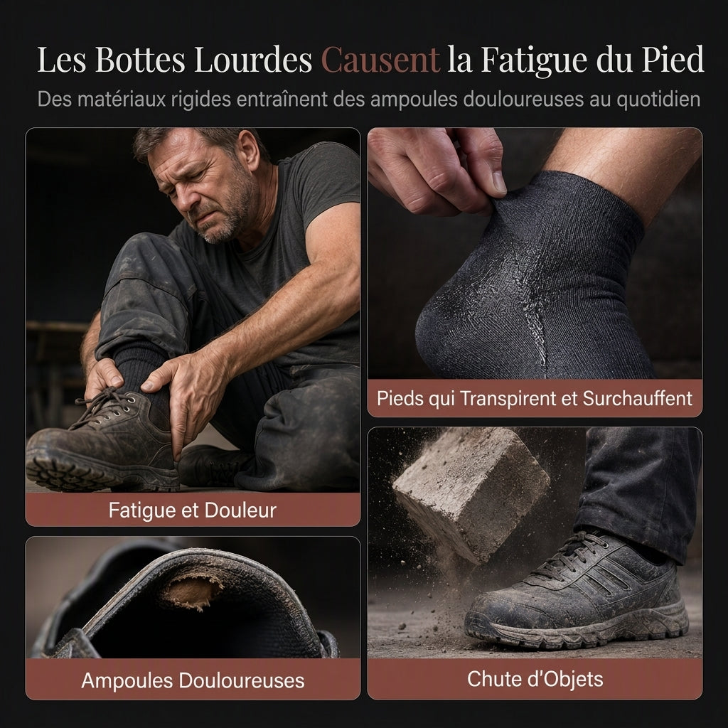 Chaussures de sécurité à embout acier pour homme, Bottines de travail respirantes légères, Chaussures de protection résistantes à la perforation