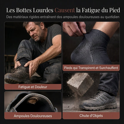 Chaussures de sécurité à embout acier pour homme, Bottines de travail respirantes légères, Chaussures de protection résistantes à la perforation