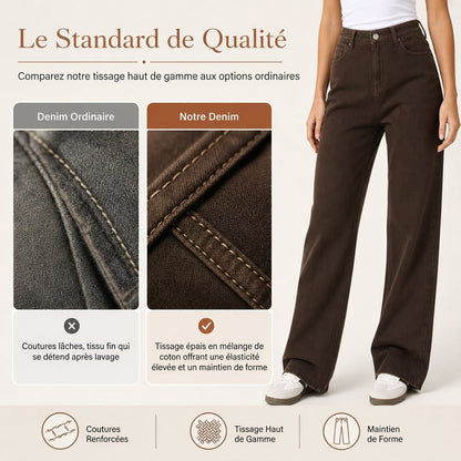 Jeans en denim à coupe ample et jambe droite pour femmes