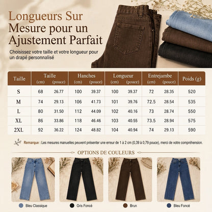 Jeans en denim à coupe ample et jambe droite pour femmes
