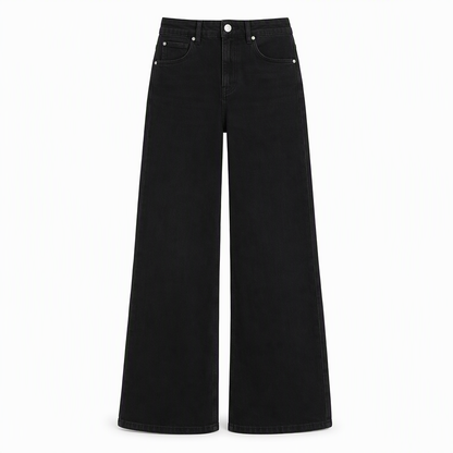 Jeans en denim à coupe ample et jambe droite pour femmes