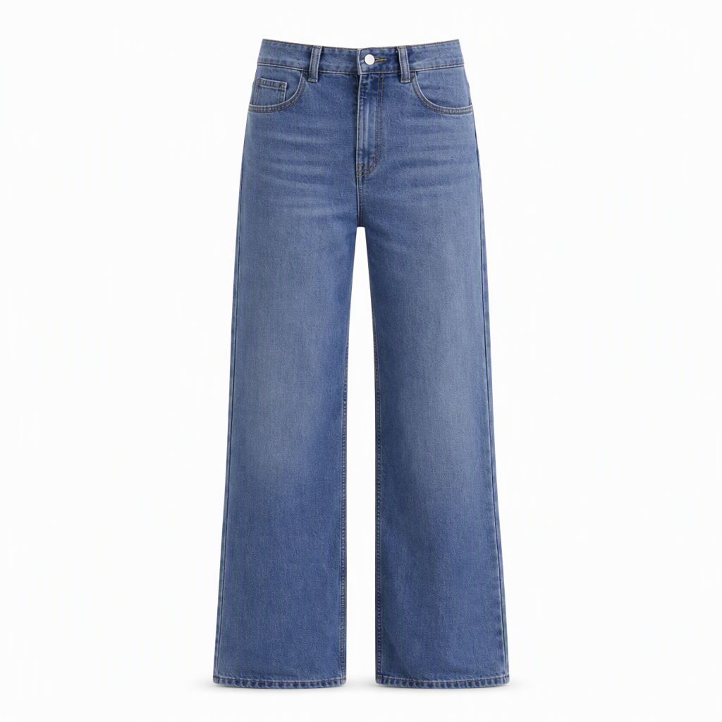 Jeans en denim à coupe ample et jambe droite pour femmes